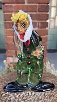 Vintage MCM Murano Glass Clown Aventurine Lattimo Abstract Surrealist