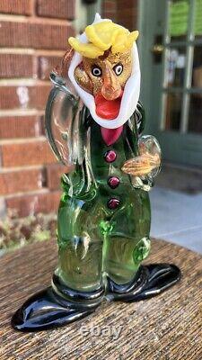 Vintage MCM Murano Glass Clown Aventurine Lattimo Abstract Surrealist