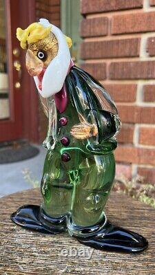 Vintage MCM Murano Glass Clown Aventurine Lattimo Abstract Surrealist