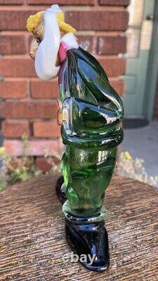 Vintage MCM Murano Glass Clown Aventurine Lattimo Abstract Surrealist