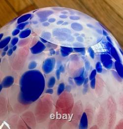 Vintage MCM Pink & Blue Hand-Blown Mottled Murano Solifleur Art Glass Vase