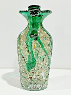 Vintage MCM Rare AVEM Murano Style Glass Urn Vase Green Multicolor