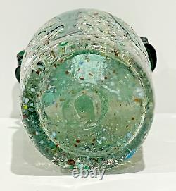 Vintage MCM Rare AVEM Murano Style Glass Urn Vase Green Multicolor