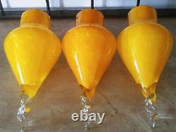 Vintage MID Century Murano Glass Hanging Ceiling Lamp Shade Italy Set Of (3)