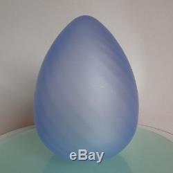 Vintage MID Century Vetri Murano Art Glass Swirled Blue Egg Table Lamp Modern