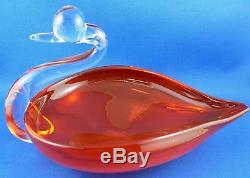 Vintage MURANO ART GLASS 19cm Handcrafted SWAN Dish VG Collectable Australia