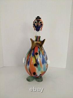 Vintage MURANO ART GLASS CLOWN decanter multicolor CLEAN