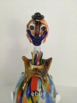 Vintage MURANO ART GLASS CLOWN decanter multicolor CLEAN