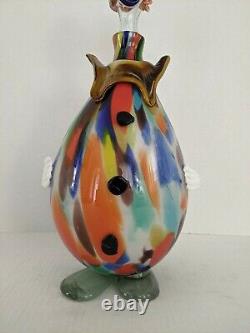 Vintage MURANO ART GLASS CLOWN decanter multicolor CLEAN