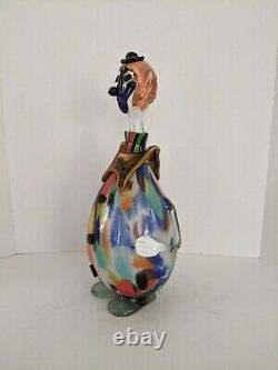 Vintage MURANO ART GLASS CLOWN decanter multicolor CLEAN