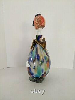 Vintage MURANO ART GLASS CLOWN decanter multicolor CLEAN