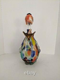 Vintage MURANO ART GLASS CLOWN decanter multicolor CLEAN