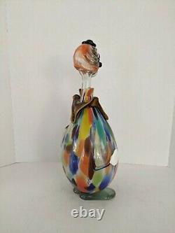 Vintage MURANO ART GLASS CLOWN decanter multicolor CLEAN