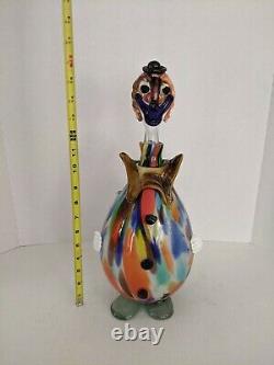 Vintage MURANO ART GLASS CLOWN decanter multicolor CLEAN