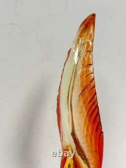 Vintage MURANO Art Glass BIRD OF PARADISE Pheasant Blue Orange Gold Flame Italy