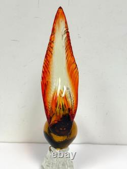 Vintage MURANO Art Glass BIRD OF PARADISE Pheasant Blue Orange Gold Flame Italy