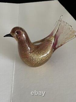 Vintage MURANO Art Glass Formia Dove Gold Flecks