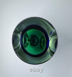 Vintage MURANO Art Glass Sommerso Green Blue Vase Heavy 8.5 Tall