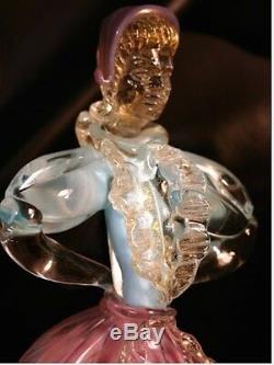 Vintage MURANO Art Glass couple Blue Pink Gold 50s