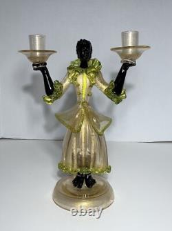 Vintage MURANO GLASS BLACKAMOOR CANDLE HOLDER