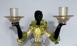 Vintage MURANO GLASS BLACKAMOOR CANDLE HOLDER