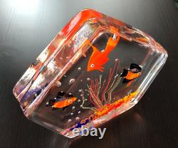 Vintage MURANO GLASS Fish Aquarium Paperweight MADE IN ITALY Original Label RARE