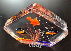 Vintage MURANO GLASS Fish Aquarium Paperweight MADE IN ITALY Original Label RARE