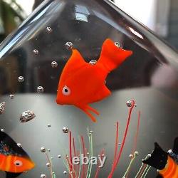 Vintage MURANO GLASS Fish Aquarium Paperweight MADE IN ITALY Original Label RARE