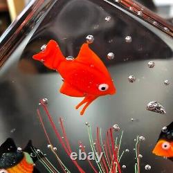 Vintage MURANO GLASS Fish Aquarium Paperweight MADE IN ITALY Original Label RARE