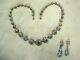 Vintage MURANO GLASS Floral WEDDING CAKE BEAD NECKLACE Clip on EARRING SET