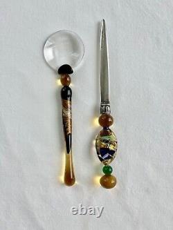 Vintage MURANO GLASS LETTER OPENER and MAGNIFIER Art Glass Mouth Blown Italy
