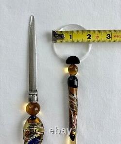 Vintage MURANO GLASS LETTER OPENER and MAGNIFIER Art Glass Mouth Blown Italy