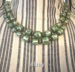 Vintage MURANO GLASS NECKLACE & CLIP EARRINGS Venetian Green Gold-Mario Sanzogno Vintage MURANO GLASS NECKLACE & CLIP EARRINGS Venetian Green Gold-Mario Sanzogno