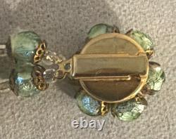 Vintage MURANO GLASS NECKLACE & CLIP EARRINGS Venetian Green Gold-Mario Sanzogno