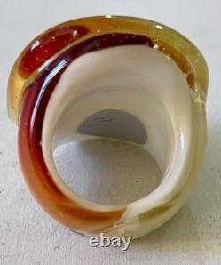 Vintage MURANO GLASS Ring Color Dramatic Handmade sz 7 Italy
