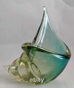 Vintage MURANO GLASS SHELL VASE BOWL ALFREDO BARBINI