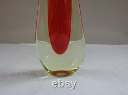Vintage MURANO Galliano Ferro Art Glass Vase Red Green Sommerso Uranium Italy
