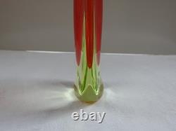 Vintage MURANO Galliano Ferro Art Glass Vase Red Green Sommerso Uranium Italy