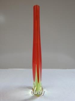 Vintage MURANO Galliano Ferro Art Glass Vase Red Green Sommerso Uranium Italy