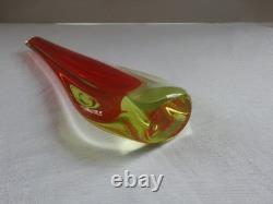 Vintage MURANO Galliano Ferro Art Glass Vase Red Green Sommerso Uranium Italy