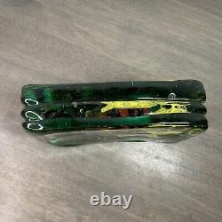 Vintage MURANO Glass Aquarium Yellow Fin Fish in Block of Glass 6.5