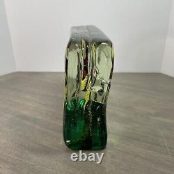 Vintage MURANO Glass Aquarium Yellow Fin Fish in Block of Glass 6.5