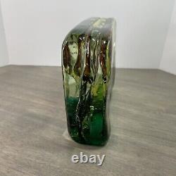 Vintage MURANO Glass Aquarium Yellow Fin Fish in Block of Glass 6.5