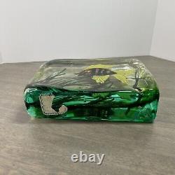 Vintage MURANO Glass Aquarium Yellow Fin Fish in Block of Glass 6.5