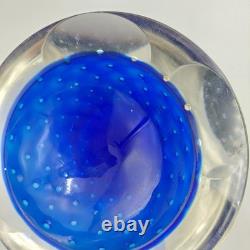 Vintage MURANO Glass Archimede Seguso Bubble Bullicante Blue Clear Italy Ashtray