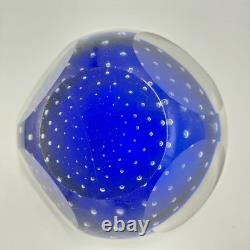 Vintage MURANO Glass Archimede Seguso Bubble Bullicante Blue Clear Italy Ashtray