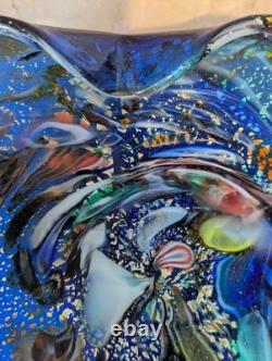 Vintage MURANO Glass Blue Mixed Color Astray Bizantinocirca 1950's Design
