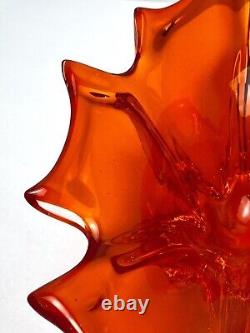 Vintage MURANO Glass Bowl Centerpiece Cristallo Venezia JiCo Sommerso Red Orange