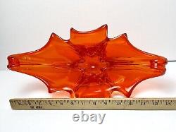 Vintage MURANO Glass Bowl Centerpiece Cristallo Venezia JiCo Sommerso Red Orange