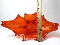 Vintage MURANO Glass Bowl Centerpiece Cristallo Venezia JiCo Sommerso Red Orange